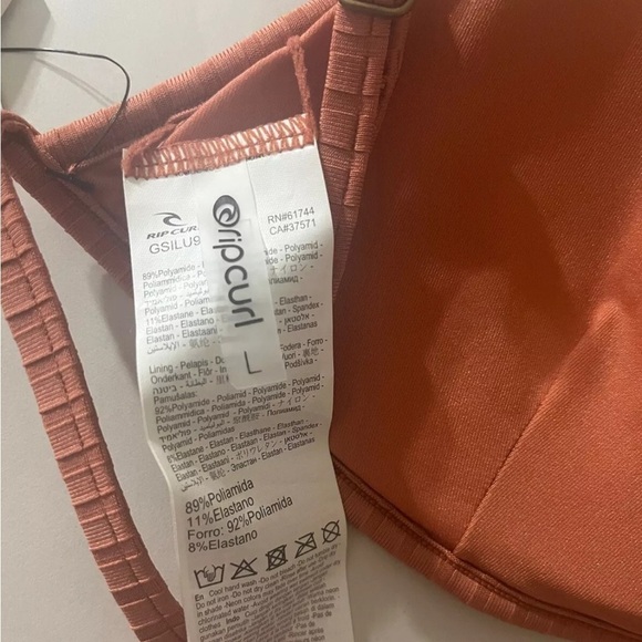 Ripcurl Triangle Lightly Padded Adjustable Swim Top Large - Picture 5 of 6